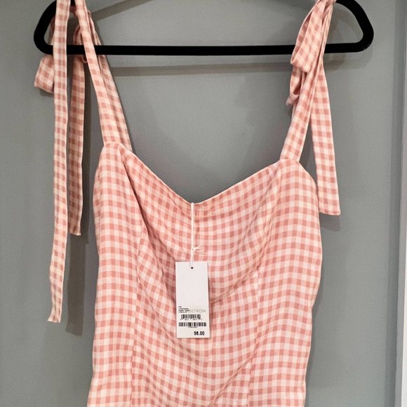 COPY - Reformation NWT Ellora Top in Pink Blush Check - Size 6 - Picture 4 of 4